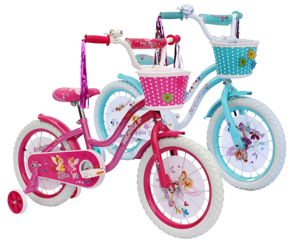 16 Zoll verstellbares Mädchen Kinderfahrrad mit Stützrädern, Korb & Klingel Geschenk Fahrrad - Bild 1 von 4