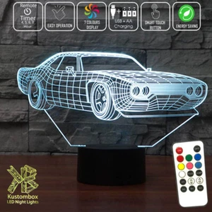 FORD MUSTANG STREET CAR LOGO 3D LED Night Light 7 Colour Changing Room Lamp - Picture 1 of 9