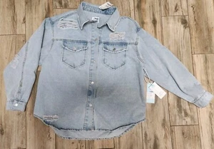 Ci Sono Denim Collection Women's Sz. S Light Blue Jean Jacket Distressed - Picture 1 of 6