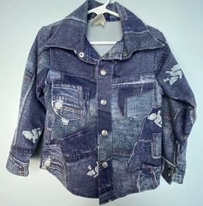 Sears 1970’s Jacket Kids Sz 5 Disney Winnie the Pooh Denim Jean Vintage RARE! - Picture 1 of 16
