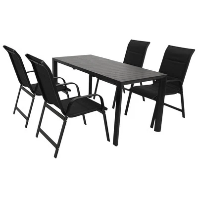 Gartengarnitur Alu Sitzgruppe Gartenmöbel Garnitur LAGOS Alu 5-teilig anthrazit - Bild 1 von 4