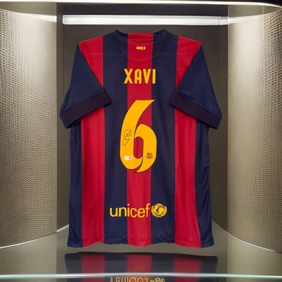Xavi Hernandez Signed Autographed Barcelona 2014/15 Home Jersey Shirt (Beckett) - Image 1 of 4