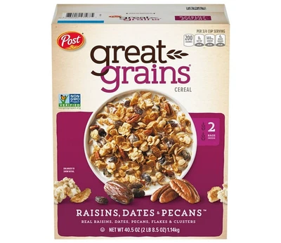 Post Great Grains Raisins Dates Pecans 谷物 40.5 盎司全谷物 — 第 1/3 张图片