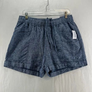 Pantalones cortos Old Navy tiro alto 3,5" entrepierna para mujer M mezcla de lino azul cambray - Imagen 1 de 11