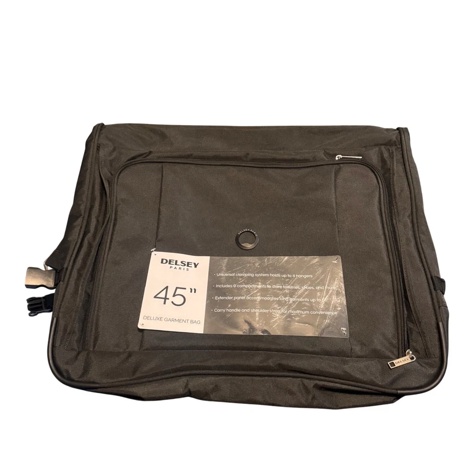 Delsey Paris 45" Deluxe Garment Bag Suitcase Luggage Carry On Travel Black - Image 1 of 4