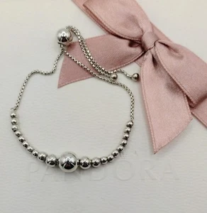 PANDORA Sterling Silver String Of Beads Sliding Bracelet 597749 BOXED RETIRED - Picture 1 of 12