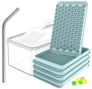 CKE Mini Ice Cube Trays for Freezer (4 Pack), 0.55" Round Ice Mold Trays Carry - Picture 1 of 8