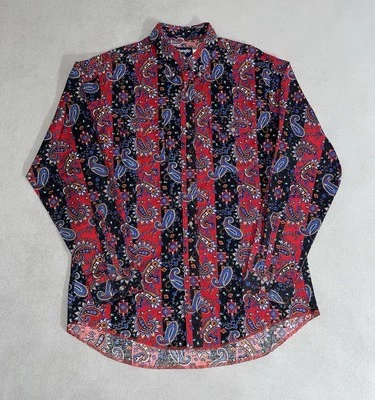 Vintage Wrangler Paisley Striped Brushpopper Shirt Large Western Aztec Cowboy - Image 1 of 4