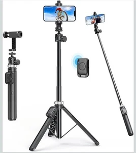 Téléphone 360° Selfie Stick 62" Trépied Extensible avec Télécommande Bluetooth iPhone Android - Photo 1 sur 9