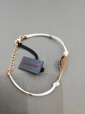 Bracciale Unisex Venerio In Argento 925 Rosato Con Cordino Tema Padel - Immagine 1 di 4