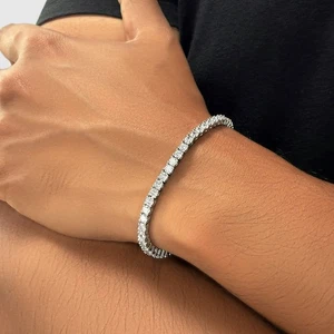 Diamond Tennis Bracelet Minimalist Chain 18K White Gold Luxury Jewelry 7” -DVNCI - Picture 1 of 12