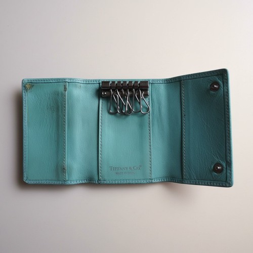 Vintage Tiffany & Co Leather Key Holder Tiffany Blue Made Spain 6 Hook Case Tiffany & Co. Envelope Card Case in Tiffany Blue Leather  main image 3