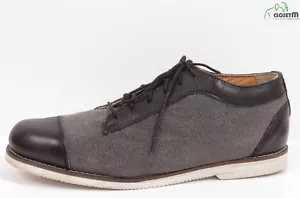 Zapatos informales con cordones de cuero negro/gris de lona Soulland talla 9 - Imagen 1 de 5