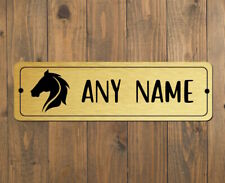 Personalised Pony Horse Stable Door Trailer Metal Name Sign Plaque Size 200x50mm