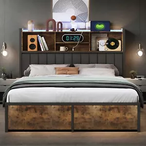 Metallbett Polsterbett Doppelbett 180x200cm Bettgestell mit 2 Schubladen LED&USB - Bild 1 von 12