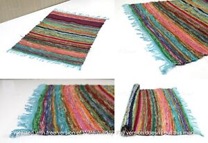 Turquoise Chindi Rug Area Rag Rug Home Décor Bohemian Indian Floor Carpet