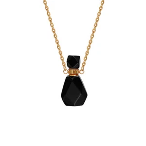 Natural Black Obsidian Quartz Crystal Perfume Bottle Pendant Healing Reiki Decor - Picture 1 of 1