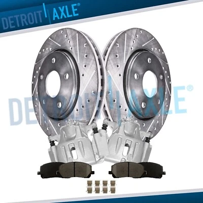 Front Drilled Rotors Brake Pads Calipers Bracket for 2001-2007 Toyota Highlander - Image 1 of 4