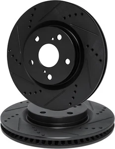 R1 Concepts Front Brake Rotors  Drilled & Slotted  Fits 2007–2018 Jeep Wrangler - Picture 1 of 9