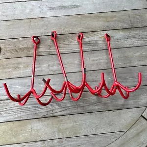 4 prong tack hook (LOT OF 4) horse bridle cleaning hook red vinyl coated - Imagen 1 de 3