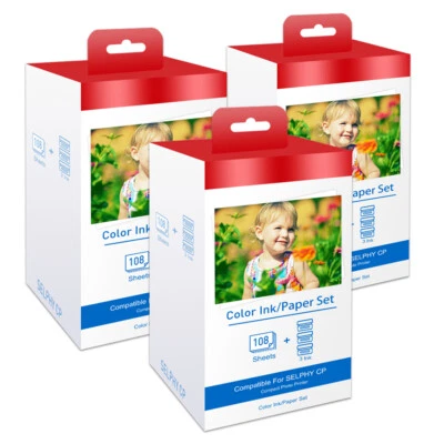 3 x Canon RP-108 4x6 Paper/Ink, 108 Sheets for SELPHY CP1200 CP1300 CP910 CP820 - Image 1 of 4