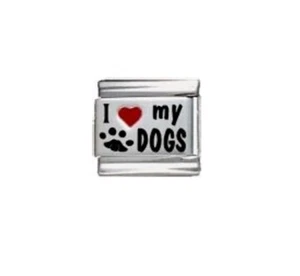 9mm Italian Charm L116 I Love Red Heart My Dogs Fits Classic Size Bracelet - Picture 1 of 1