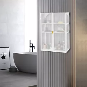 Metal Wall Cabinet 3 tiers Wall Mounted Storage Cabinet Kitchen Bathroom Cabinet - Picture 1 of 19