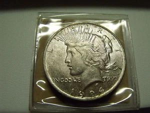 1924 Peace Dollar BEAUTIFUL FROSTY UNCIRCULATED COIN, PRETTY TONING, ORIGINAL - Picture 1 of 2
