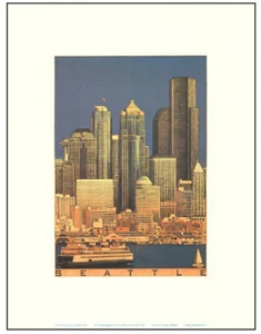 Vintage Seattle by Craig S. Holmes Art Print Poster - 17x13 - New! - Picture 1 of 2