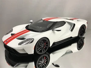 GT Spirit The New Ford GT Supercar 3.5 2017 White w/ Red Stripes Black Rims 1:18 - Picture 1 of 12
