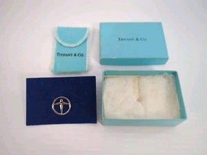 Authentic Vintage TIFFANY & CO. 925 Sterling Silver "Man Power" Tie Tac Pin Box - Picture 1 of 6