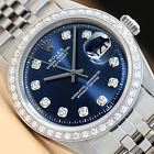 Hommes Rolex Diamant Bleu Cadran Datejust 18K or Blanc & Acier Montre