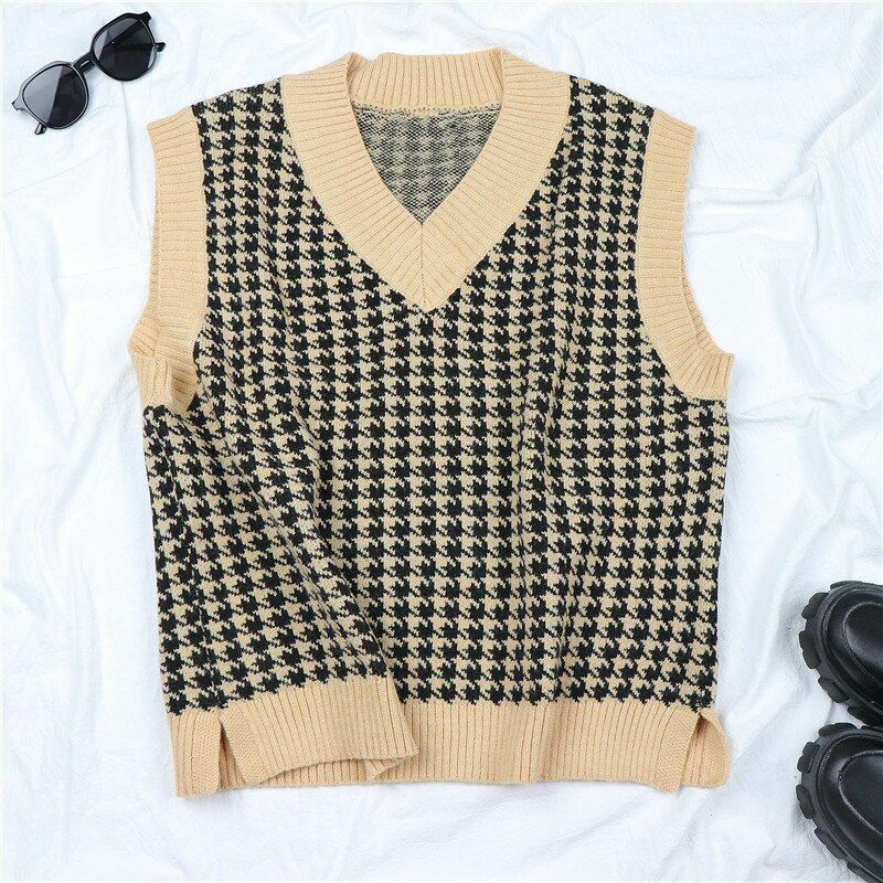 plaid sleeveless sweater