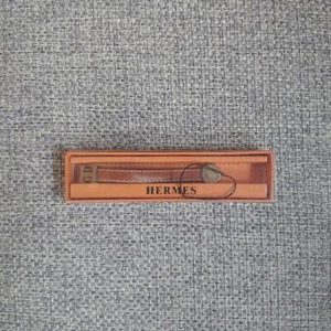 Gebrauchter HERMES Taschenanhänger braun silber mit Box H Logo Unisex Schlüsselanhänger Italy - Bild 1 von 2