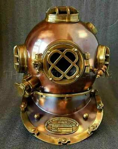 Antico Casco Subacqueo Vintage US Navy Mark V Casco Subacqueo 18" - Foto 1 di 3