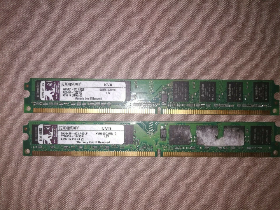 Memorie Kyngston 2Gb (2x1Gb) DDR2 240pin PC2-5300 667MHz (KVR667D2N5/1G) - Immagine 1 di 1