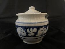 Vintage Dedham Pottery The Potting Shed Lidded Sugar Bowl Blue & White Rabbits