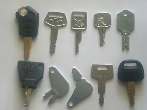 10 Heavy Equipment Keys CAT Komatsu Bobcat Hitachi John Deere JD Takeuchi Case  - Picture 1 of 7