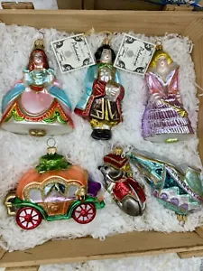 Vintage Kurt Adler Polonaise Aschenputtel mundgeblasene Glas Ornamente 6-teiliges Set in Schachtel Komozja - Bild 1 von 24