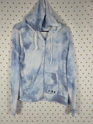 Victorias Secret Pink Logo Full Zip Jacket Hoodie Blue Super Soft SMALL - Image 1 of 4