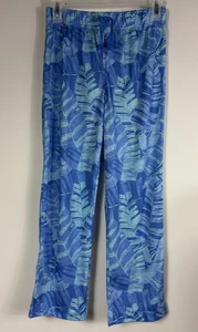 Vineyard Vines Pajama Pants M 12-14 Blue Leaf Print Lounge Cotton Unisex - Picture 1 of 4