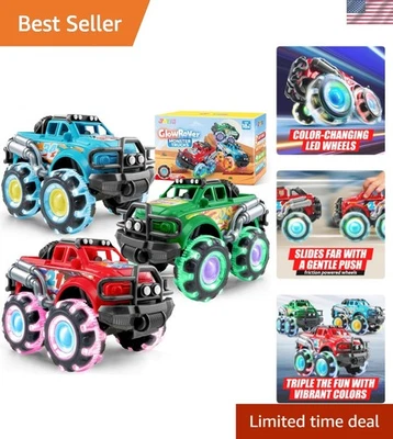 迷人的 LED 轮怪物卡车适用于 Endless 幼儿娱乐 - 3 件装 — 第 1/4 张图片
