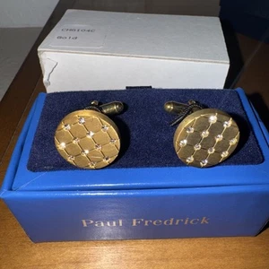 Paul Fredrick Gold Crystal Stones Cufflinks NEW - Picture 1 of 2
