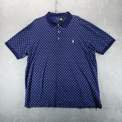 Polo Ralph Lauren Polo Shirt Mens 2XLT Blue Short Sleeve Collared AOP Pattern - Image 1 of 4