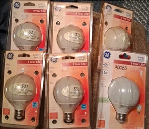 6 GE 40W G25 CFL Bulbs - Picture 1 of 3