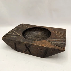 Holz kleine Schmuckschale handgeschnitzt Holz Holz rechteckig geometrisches Muster - Bild 1 von 11