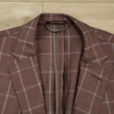 Blazer Eremenegildo Zegna Peso Cero Hombres 46L Delgado Púrpura Azul Manchas Ventana Foto 1 de 4