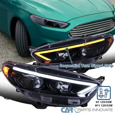 Fit 2013-2016 Ford Fusion Smoke Projector Headlights LED Switchback Signal Lamps - Imagem 1 de 4