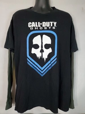 Call of duty Ghost футболка мужская размер 2XL длинным рукавом черный серый рукав ретро - Изображение 1 из 4
