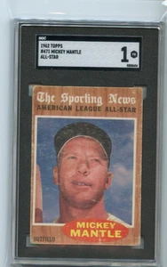 1962 Topps Mickey Mantle New York Yankees AS #471 ⭐️💥🎯 SGC Graded 1 - Picture 1 of 2